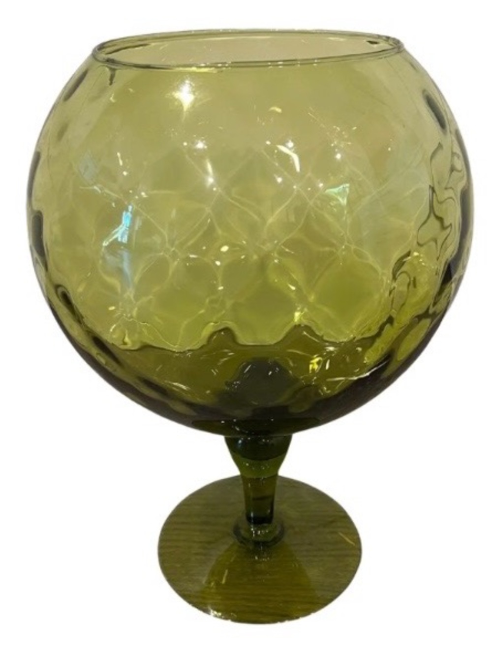 Vintage 1960s Italian textured green glass footed vase.
